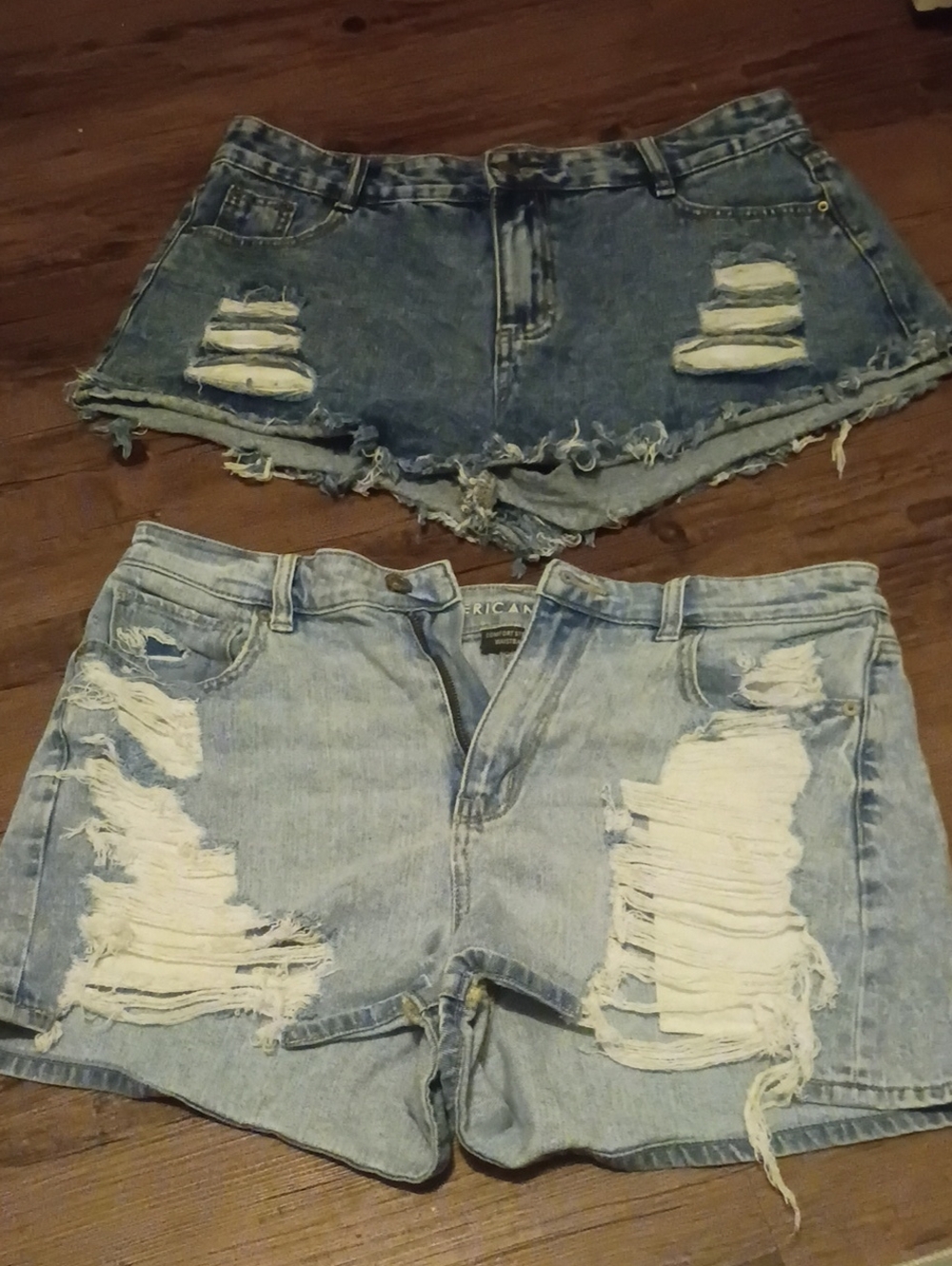 Distressed Denim Women's Shorts - Light & Dark Blue, Pack of 2 Size 12